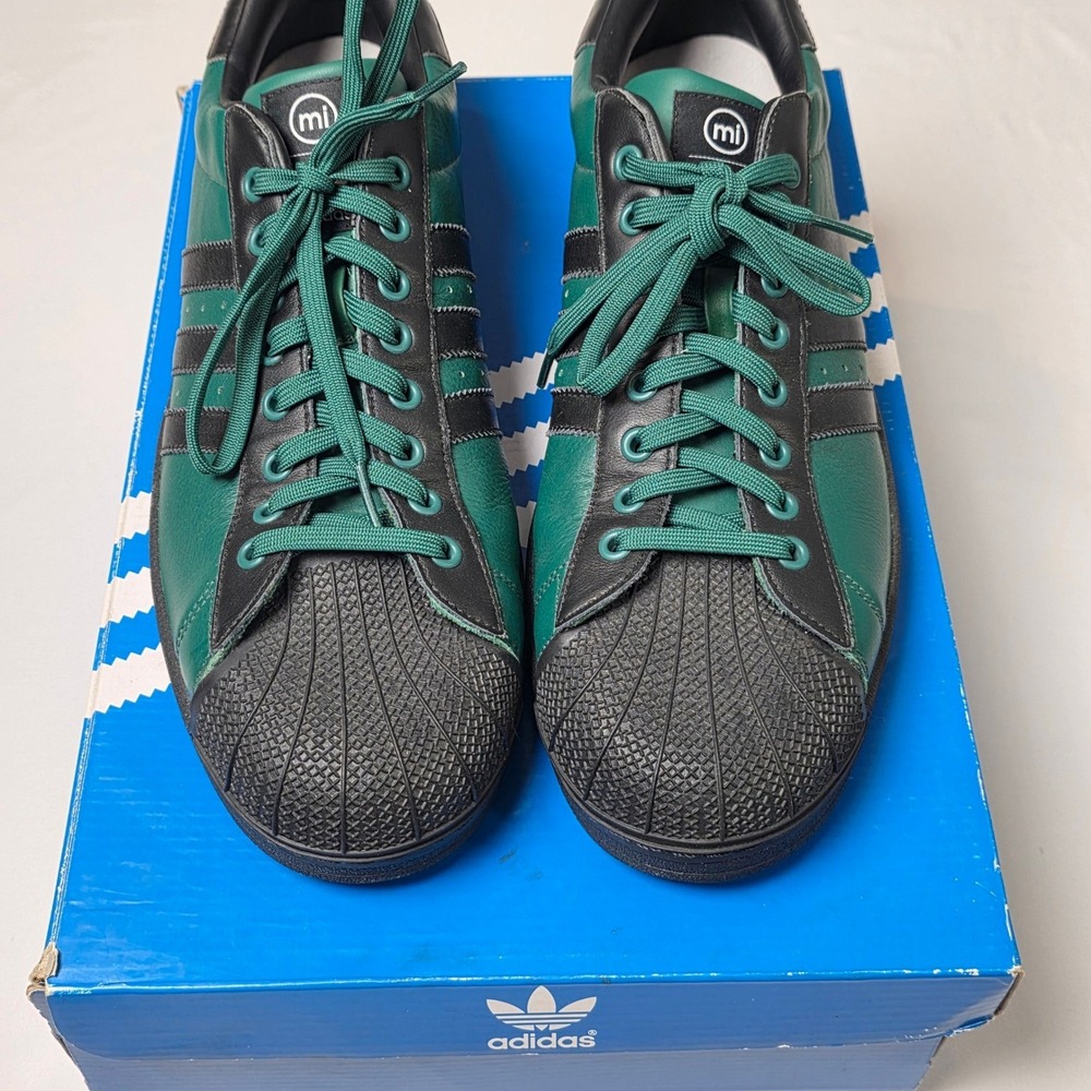 Adidas Superstar 2 mi Custom Mens Size 17 Sneakers Green Black Leather Shoes